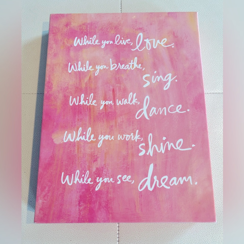Hallmark Wall Art Inspirational Canvas Pink/Orange Soft Watercolor